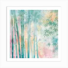 Bamboo Trees Watercolor Painting Art Print