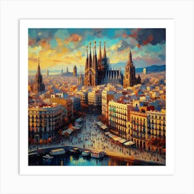 Barcelona Cityscape Art Print