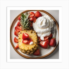 Pineapple With Whipped Cream Art Print