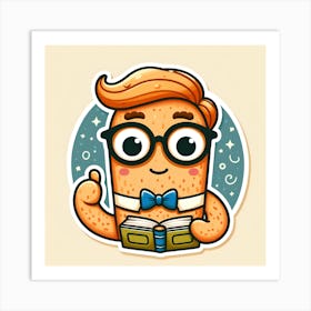 Cartoon Character Reading A Book Art Print