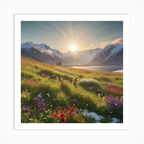 Sunrise In The Mountains Art Print