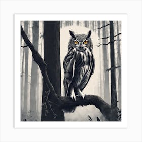 Owl In The Woods Art Print