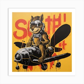 Squirrel On A Plane Art Print