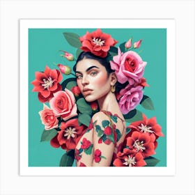 Roses And Tattoos Art Print