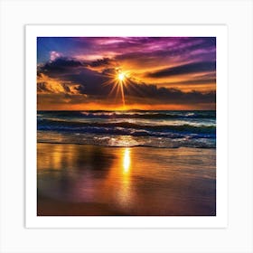 Sunset On The Beach 343 Art Print