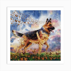 Butterfly German Shepherd Art Print