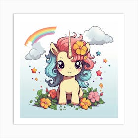 Unicorn With Rainbow Mane 49 Art Print