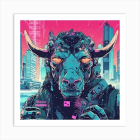 Cyber Bull Art Print