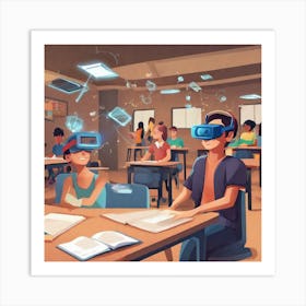 Vr Headsets In Classroom Art Print