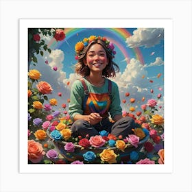 Girl In A Flower Bowl Art Print