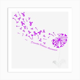 Dandelion Domestic Violence Awareness Purple Ribbon Support Art Print