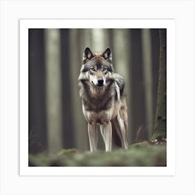 Wolf In The Forest 4 Art Print