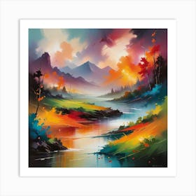 Abstract Art Emotional Landscape Create An Abstract Representation Of A Landscape That Captures A Sp 1998820195 Art Print