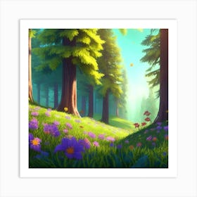 Luna Panoramic And Distant Beautiful Sunny Forest In Spring Wi 3 Art Print