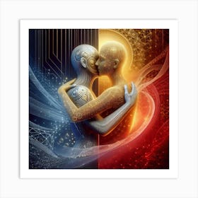 Two Lovers Hugging Each Other Art Print