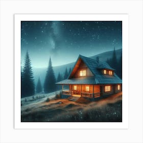 Cabin At Night 6 Poster