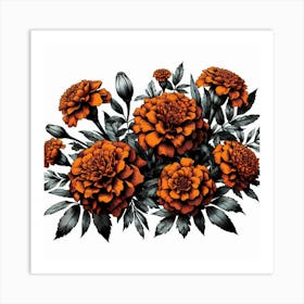 Orange marigold flower Art Print