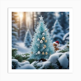 Christmas Tree In The Snow 16 Art Print