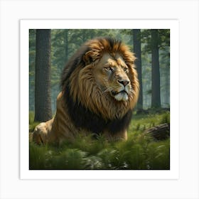 Lion In The Forest 1 Art Print