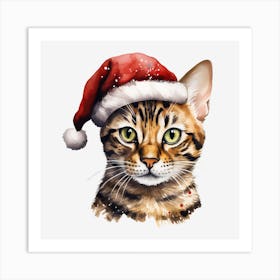 Bengal Cat In Santa Hat 5 Art Print