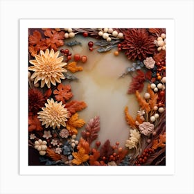 Autumn Leaves Wreath Art Print