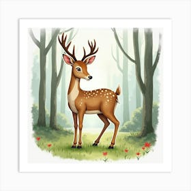 Deer In The Forest 2 Art Print