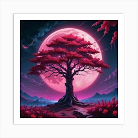 Full Moon Tree 1 Art Print