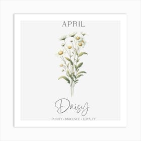 Daisy April Birthday Art Print