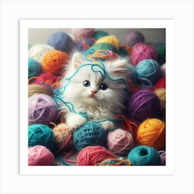 Kitten In A Ball Of Yarn Art Print