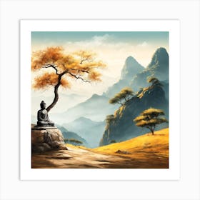 Buddha Painting Landscape (8) Art Print