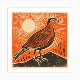 Retro Bird Lithograph Partridge 1 Art Print