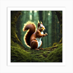 Red Squirrel In The Forest 24 Art Print