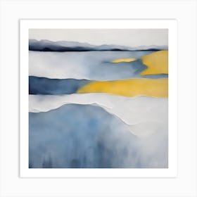 Abstract In Blue And Yellow Beach Art Print