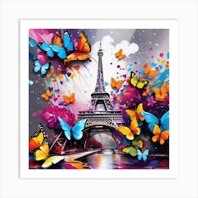 Paris With Butterflies 118 Art Print