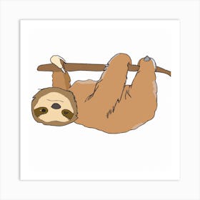 Sloth Hanging On A Branch Art Print