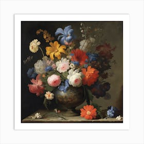 Flowers In A Vase, Paulus Theodorus Van Brussel 2 Art Print
