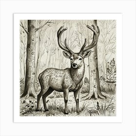 Deer In The Woods 92 Art Print