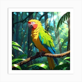 Parrot In The Forest Art Print