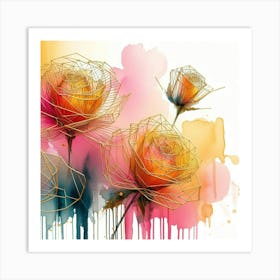 Abstract Roses Art Print