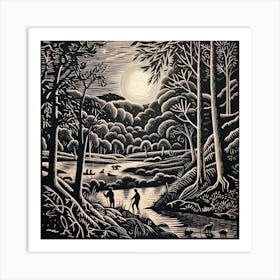 Moonlight In The Woods 1 Art Print