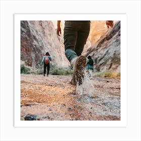 People Walking Through A Canyon Art Print