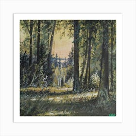 Dawn in the forest Art Print