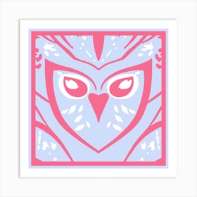 Chic Owl Pink And Grey Art Print