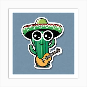 Cactus With Guitar 26 Art Print