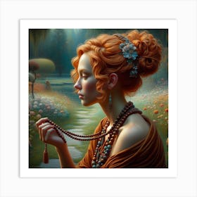 Woman In A Garden 1 Art Print