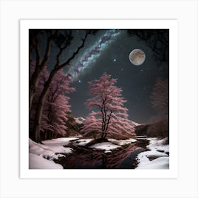 Moonlight In The Snow Art Print