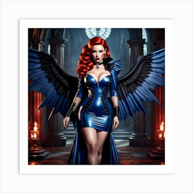 Gothic Woman With Wings Art Print