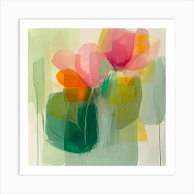 A floral abstract green square Art Print