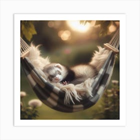 Ferret Sleeping In A Hammock 2 Art Print