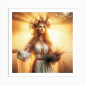 Russian Woman In A Basket Art Print